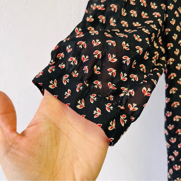 Vintage Western Sheer Black and Red Blouse - Picture 7 of 9